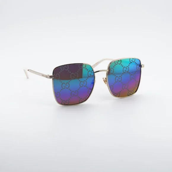 Gucci GG0802S 004 Sunglasses Gold Square Frame, Multicolor  display picture 1
